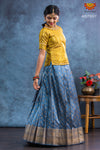 Girls Grey Banarasi Bhutta Pattu Pavadai 