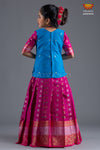 Girls Pink Diamond Tulips Pattu Pavadai 