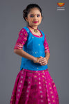 Girls Pink Diamond Tulips Pattu Pavadai 