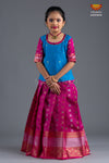 Girls Pink Diamond Tulips Pattu Pavadai 