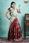 Teenage Girls Maroon Blooming Fire Half Saree | Langa Davani 