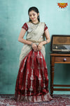 Teenage Girls Maroon Blooming Fire Half Saree | Langa Davani 