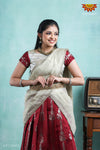 Teenage Girls Maroon Blooming Fire Half Saree | Langa Davani 