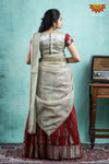 Teenage Girls Maroon Blooming Fire Half Saree | Langa Davani 