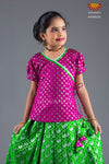 Girls Green Satin Silks Pattu Pavadai 