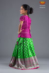 Girls Green Satin Silks Pattu Pavadai 