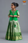 Girls Green Wild Rose Pattu Pavadai 