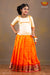 Girls Orange Silk Paithani Pattu Pavadai 