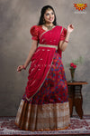 Girls Pink Organza Floral Creeper Half Saree | Langa Davani