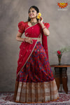 Girls Pink Organza Floral Creeper Half Saree | Langa Davani