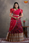 Girls Pink Organza Floral Creeper Half Saree | Langa Davani