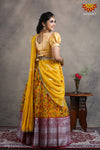 Girls Yellow Organza Floral Creeper Half Saree | Langa Davani