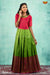 Green Satin Feather Long Gown For Kids