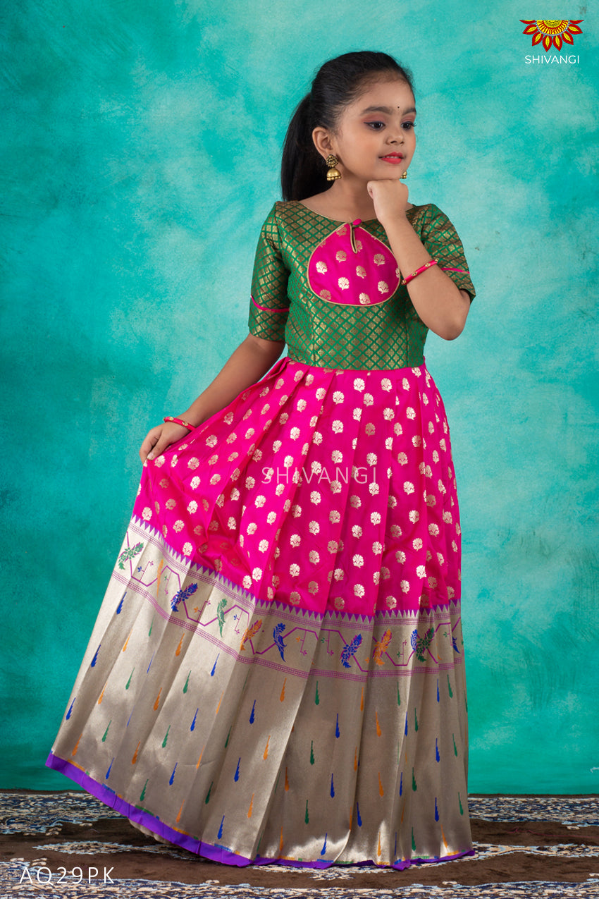 Wine Banarasi Silk Dress with Paithani Weaving – Shopzters