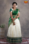 Teenage Girls Green Twin Mango Half Saree | Langa Davani 