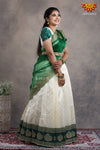 Teenage Girls Green Twin Mango Half Saree | Langa Davani 