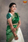 Teenage Girls Green Twin Mango Half Saree | Langa Davani 