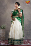 Teenage Girls Green Twin Mango Half Saree | Langa Davani 