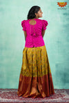 Girls Green Satin Rangoli Pattu Pavadai 