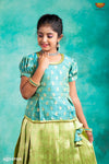 Girls Parrot Green Summer Mango Pattu Pavadai | Langa