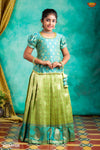 Girls Parrot Green Summer Mango Pattu Pavadai | Langa