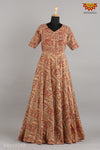 GirlsYellow Red Kalamkari Slope Long gown!!! 
