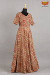 GirlsYellow Red Kalamkari Slope Long gown!!! 
