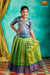 Girls Green Copper Strips Pattu Pavadai 