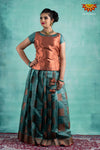 Girls Ramar Green Copper Peacock Pattu Pavadai 