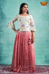 Girls Peach Kota Zentangle Pattu Pavadai 