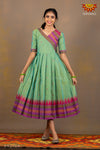 Girls Green Cotton Long Gown 