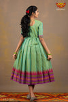 Girls Green Cotton Long Gown 