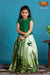Girls Green Digital Lotus Pattu Pavadai