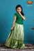 Girls Green Digital Lotus Pattu Pavadai