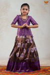 Purple Copper Tiles Pattu Pavadai For Girls