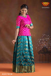 Girls Ramar Green Floral Link Pattu Pavadai | Langa