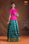 Girls Ramar Green Floral Link Pattu Pavadai | Langa