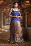 GirlsGolden Malligai Pattu Pavadai | Langa - Blue