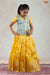 Kids Yellow Chanderi Floral Tree Pattu Pavadai Set | lehenga !!!