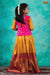 Yellow Satin Dancing Peacock Pattu Pavadai | Lehenga
