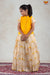 Yellow Chanderi Mughal Pattu Pavadai For girls 