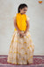 Yellow Chanderi Mughal Pattu Pavadai For girls 