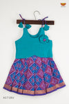 Blue Semi Patola Pattu Pavadai Set For Just Born !!!
