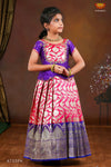 Pink Golden Diya Pattu Pavadai For Girls !!!