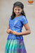Girls Blue Shaded Checks Pattu Pavadai 