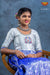 Girls Blue Silver Peacock Logn Gown 