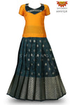 Girls Green Dark Cuckoo Pattu Pavadai 