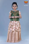 Girls Green Floral Creeper Lehenga 