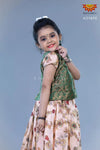 Girls Green Floral Creeper Lehenga 