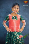 Girls Green Peace Lilly Banaras Pattu pavadai 